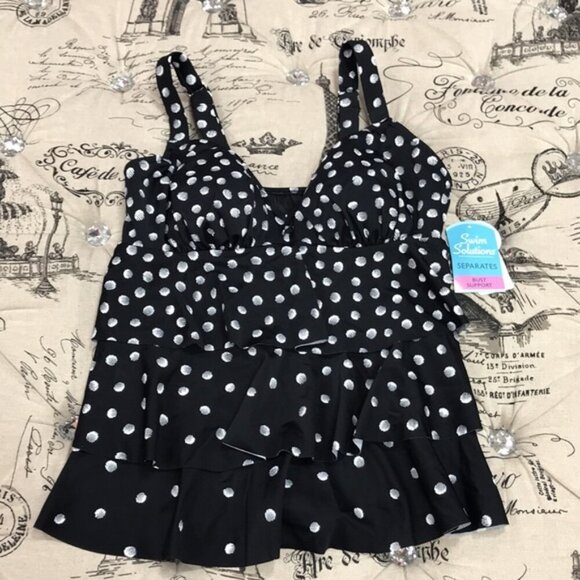 Swim Solutions Galactica Print Tiered Swim Top - Picture 4 of 9